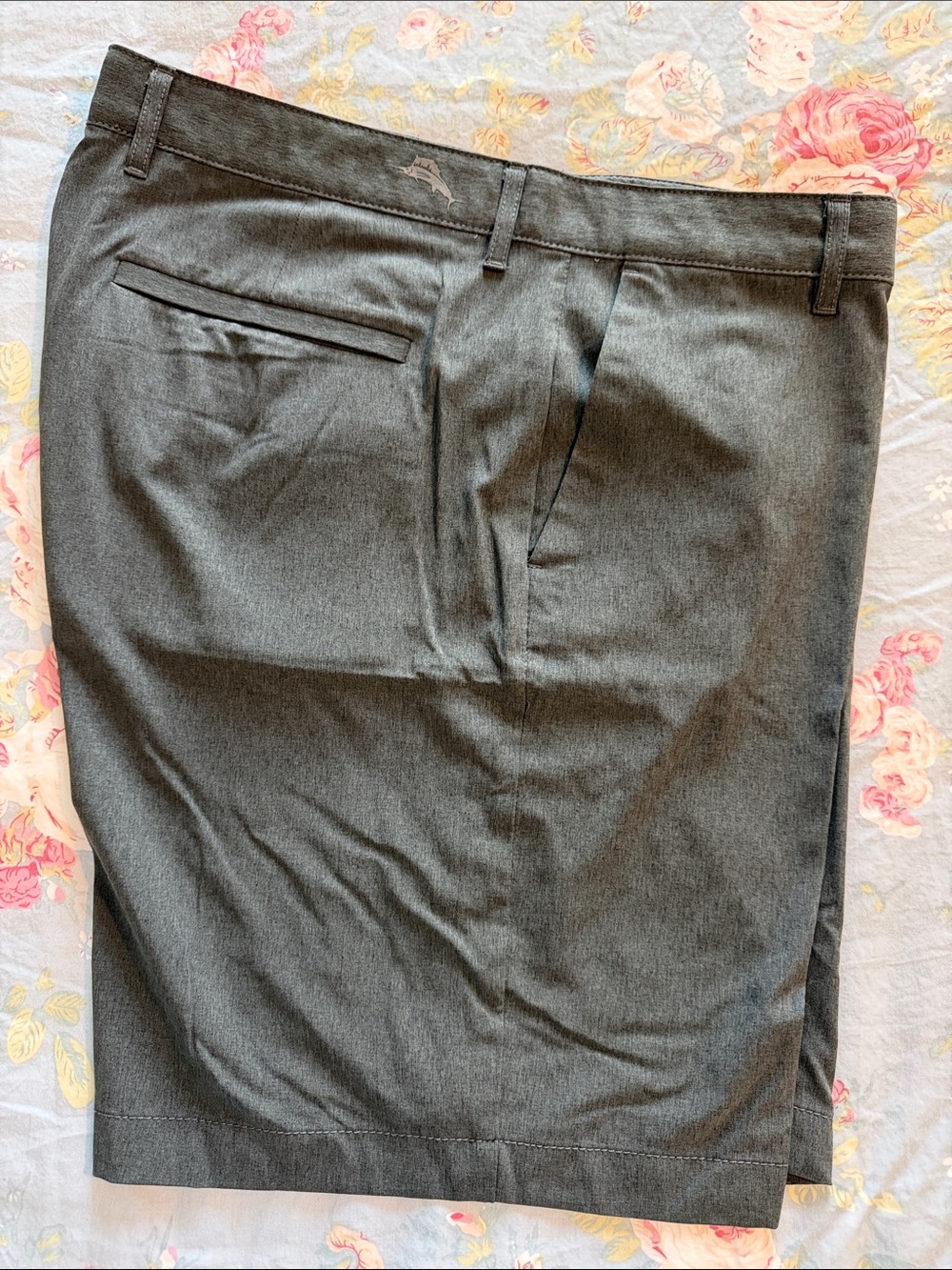 Tommy Bahama Men's Charcoal Flat-Front Dress Shorts